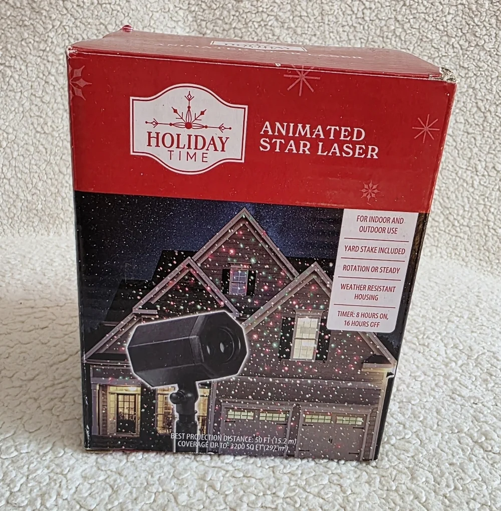 New Animated Star Laser Christmas Red Green Stars- Light Show Projector Timer